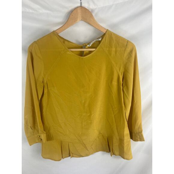 Trina Turk 100%. Silk Yellow Flow Blouse Size Small - Picture 1 of 5
